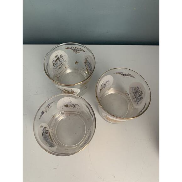 Vintage Libbey Americana Rocks Glass Paul Revere Old Ironsides Monticello 24K - Picture 13 of 16